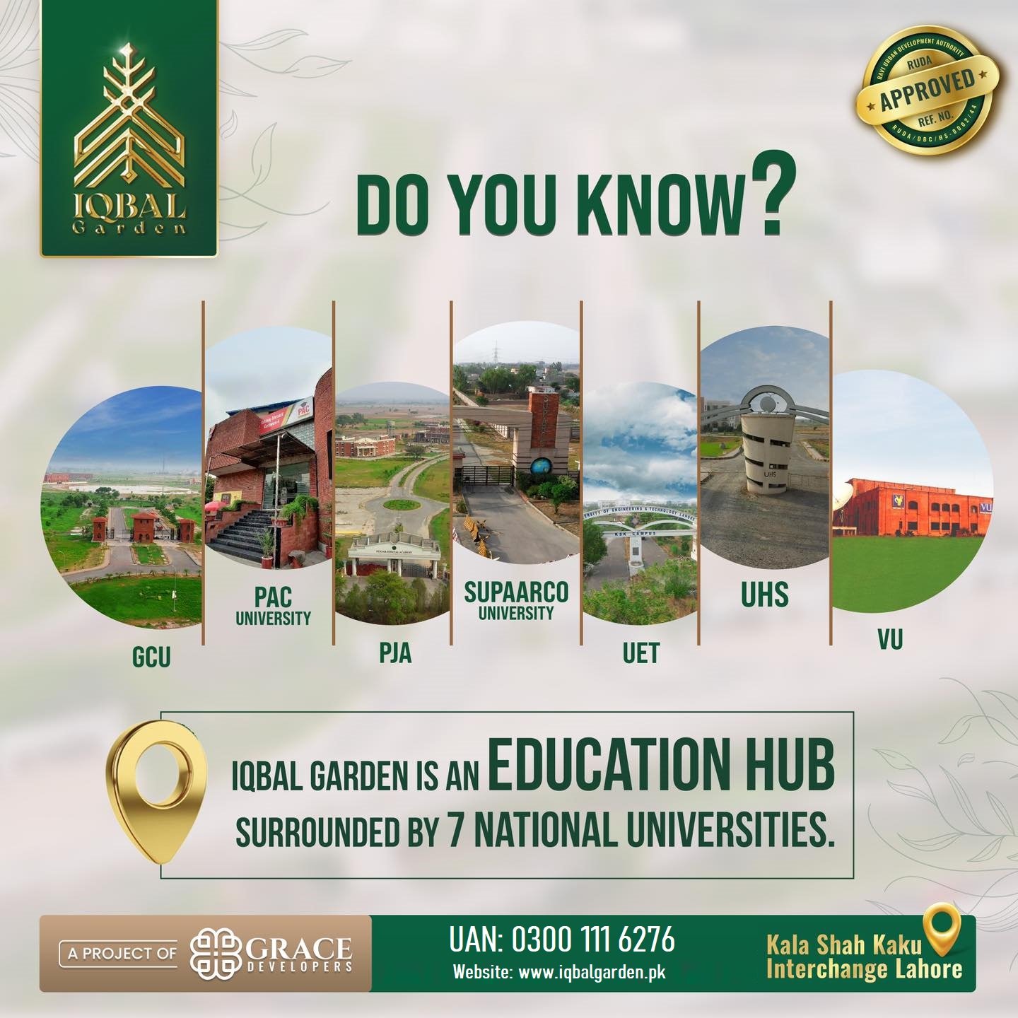 Major Landmarks & University Nearby Iqbal Garden Lahore